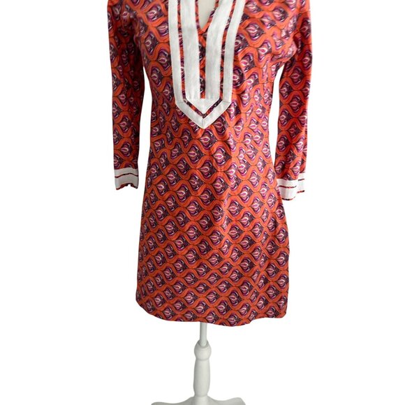 LAUREN GOLD Resort Orange Patterned Tunic Dress Size 4 NEW NWOT - Picture 9 of 10